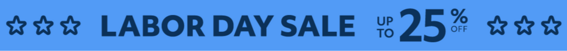 Labor Day sale banner with text and stars on a blue background