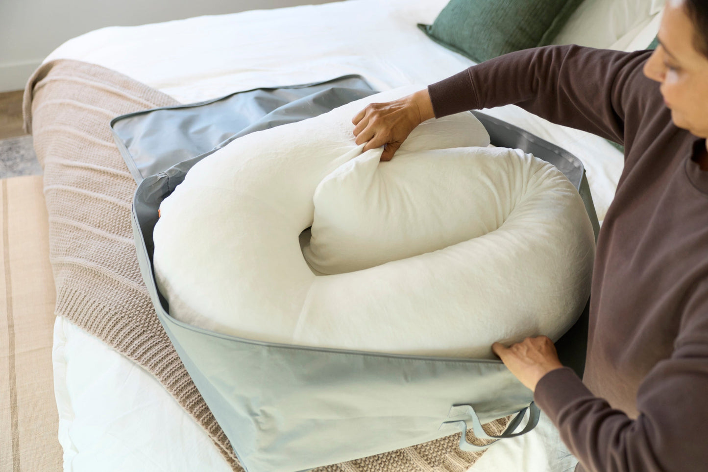 MedCline System Storage Bag being placed in the storage bag