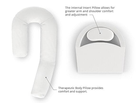 Therapeutic body pillow with insert pillow for adjustable arm and shoulder support